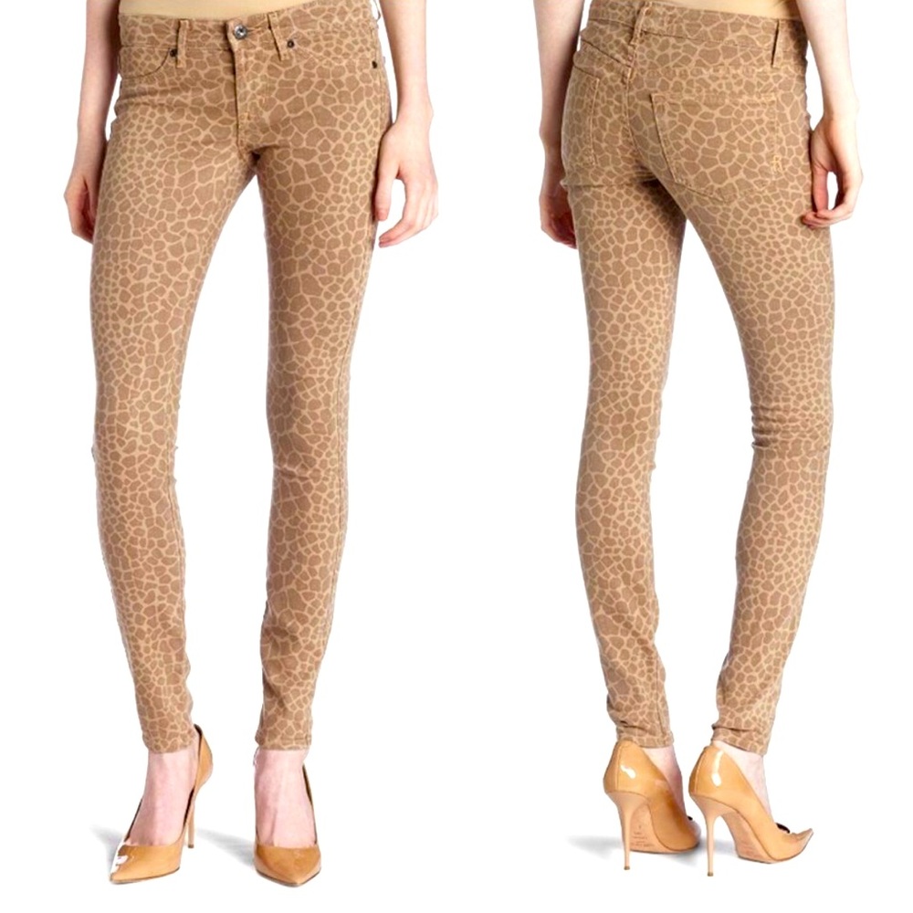 Rich & Skinny Legacy Giraffe Animal Print Skinny Jeans Tan Size 26